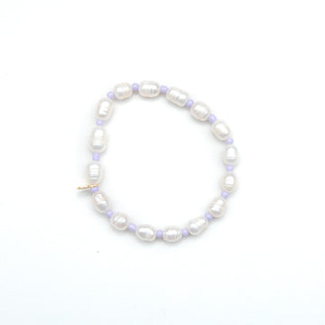 Freshwater Pearl with Seed Bead Bracelet - Lavender